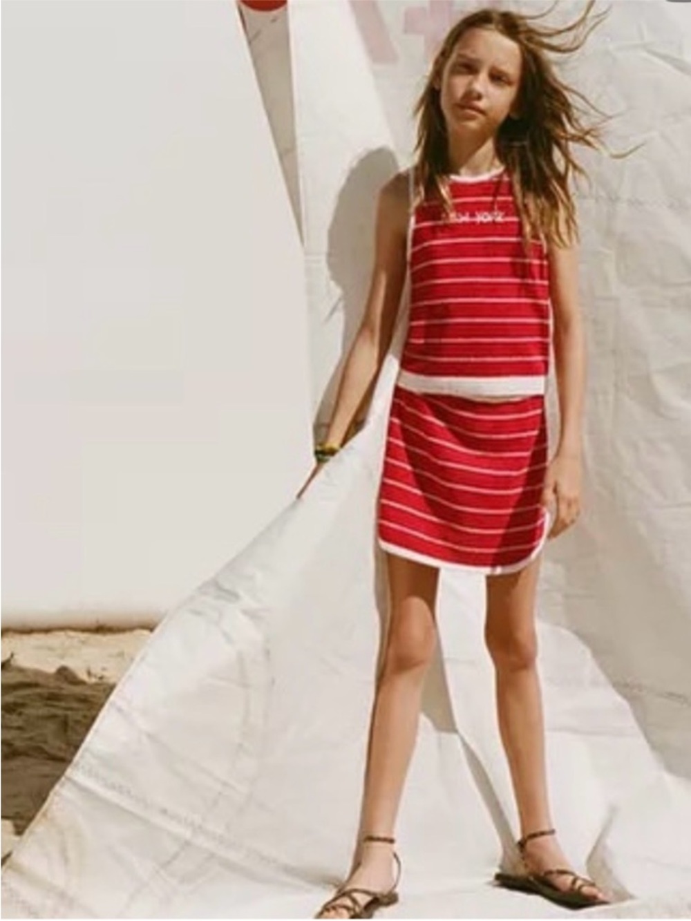 Zara Tween Red Terrycloth Skirt